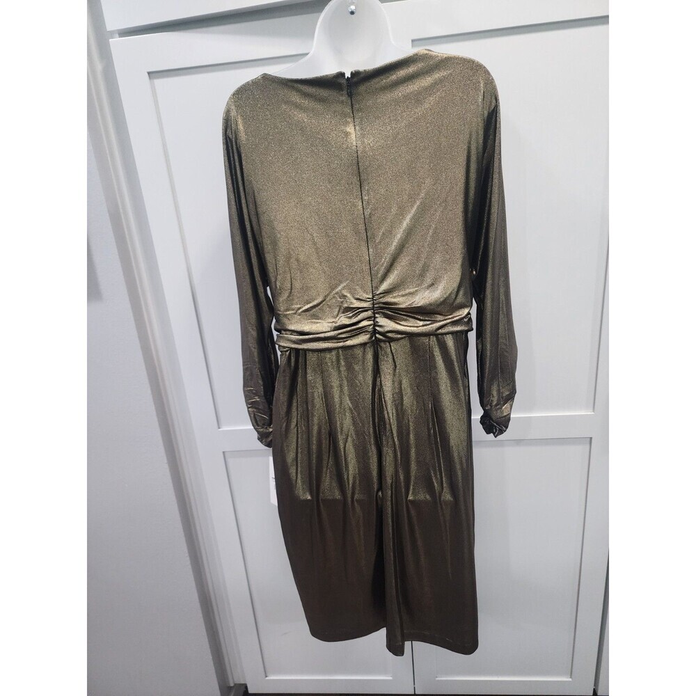 Women Harper Rose Gold Dress 3/4 Cinched Sleeve Boatneck Sheath Dress Size 14 - Picture 3 of 14
